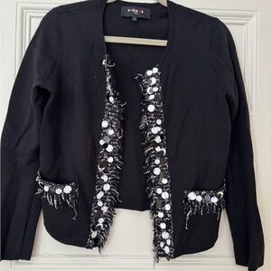 PAULE KA Black and White Embellished Sweater